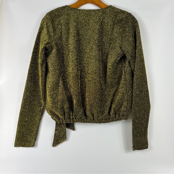 Michael Kors Gold/Black Metallic Tie Top Blouse XS NWT - Picture 2 of 6